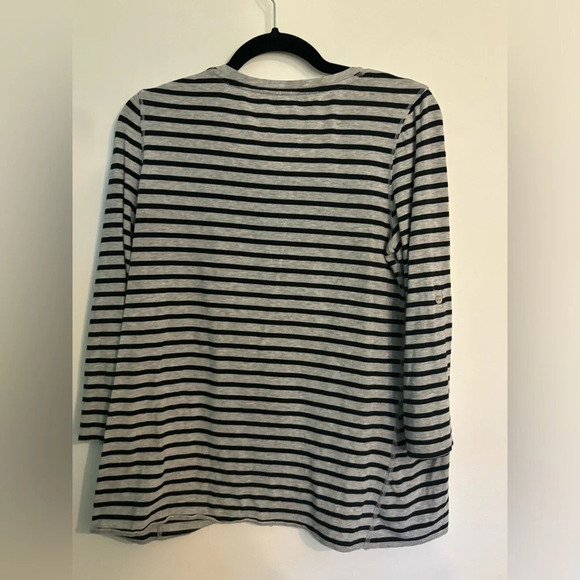 CK Performance 3/4‎ rollable sleeves striped asymmetrical hemline soft comfy - Picture 4 of 7